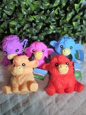 Squeeezy Highland Cow Squishy  - Set Of All 5 Colors
